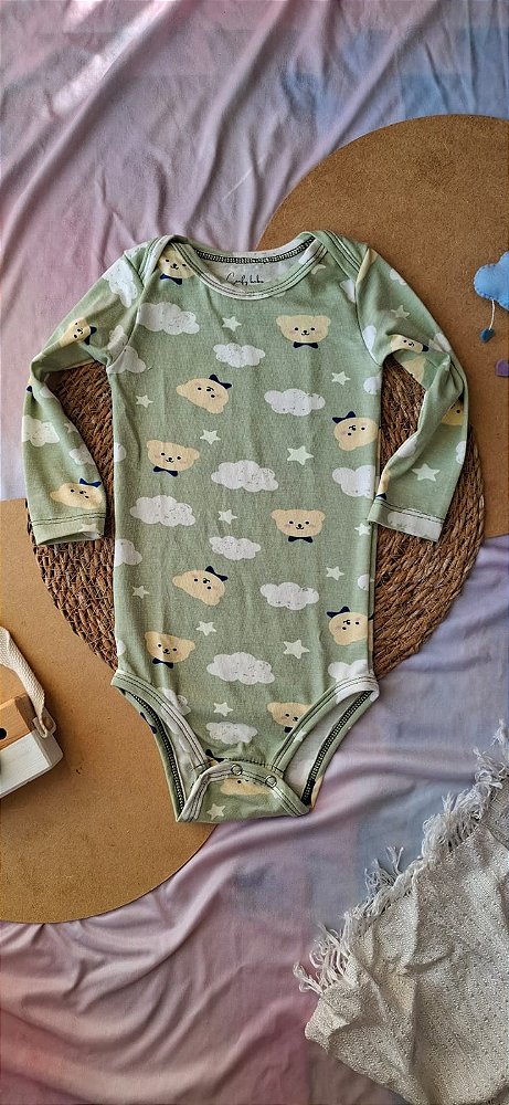 Body Manga Longa Ursinho Green