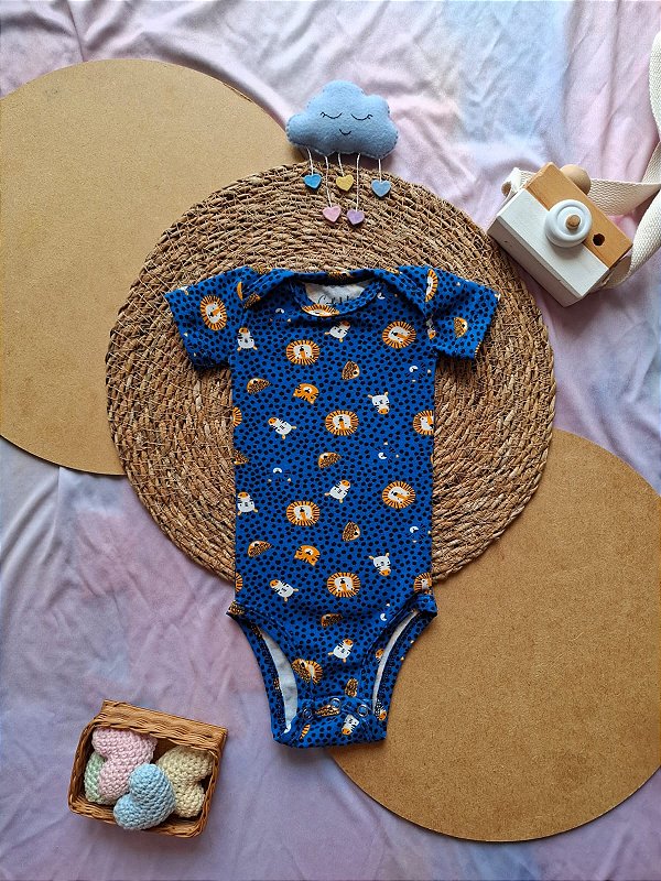 Body Manga Curta Masculino Leãozinho