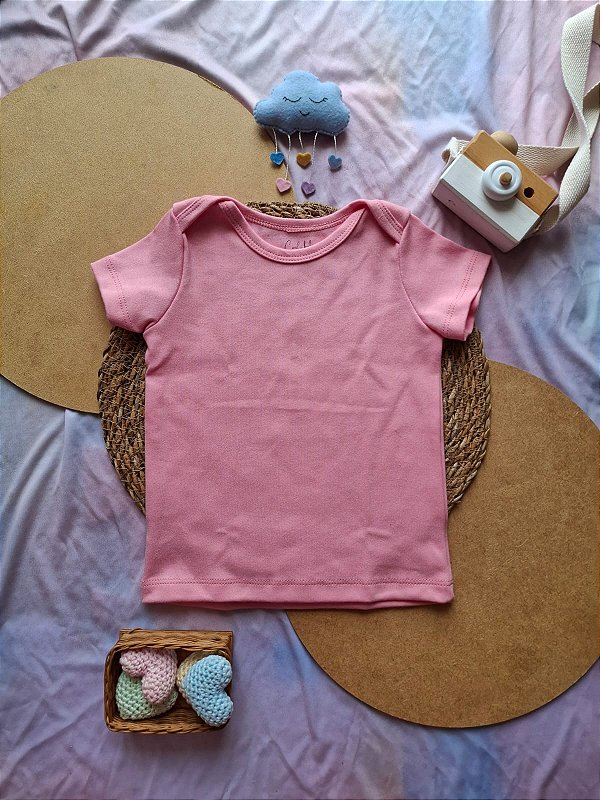 Camiseta Manga Curta Feminina Rosa Bebê