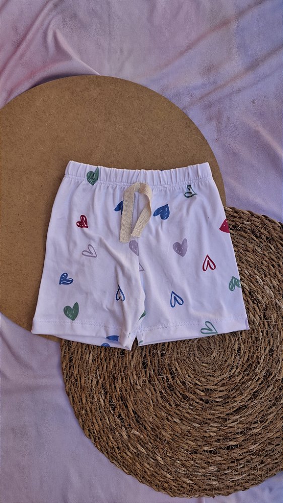 Shorts Suede Corações