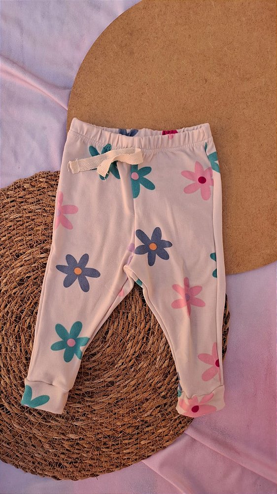 Calça Suede Flores Coloridas