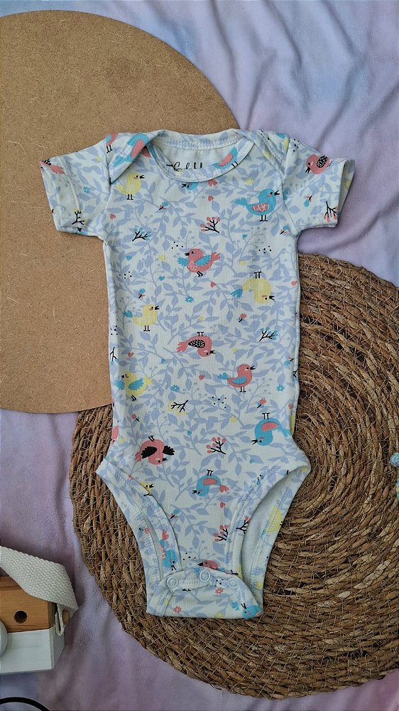 Body Manga Curta Passarinhos