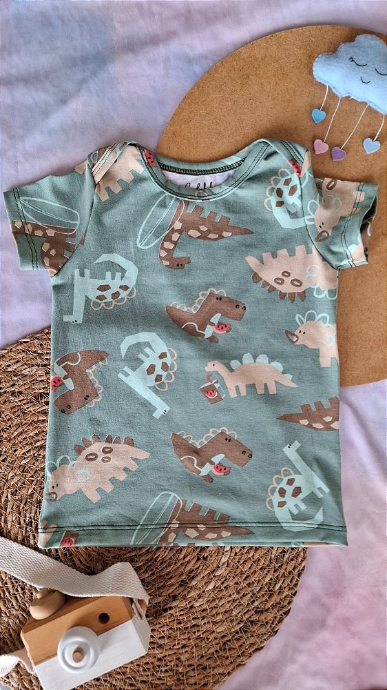 Camiseta Manga Curta Dino Musgo