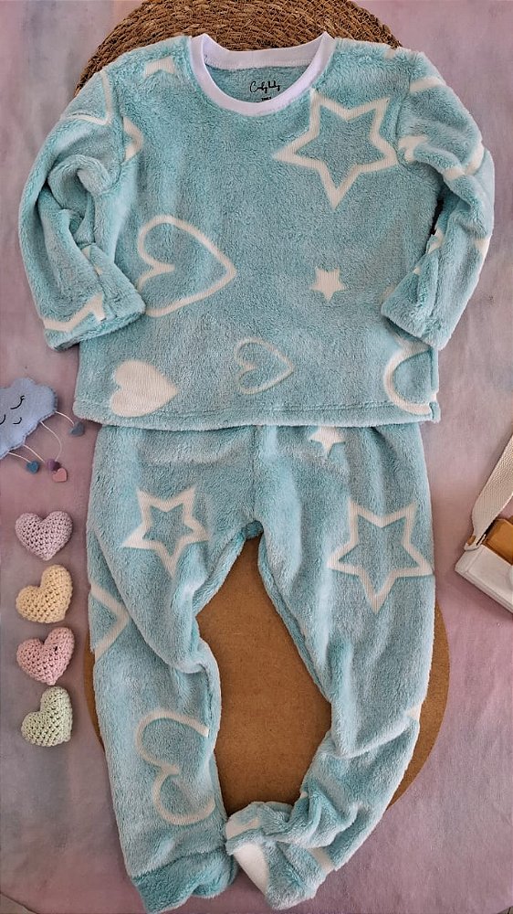 Conjunto Fleece Corações