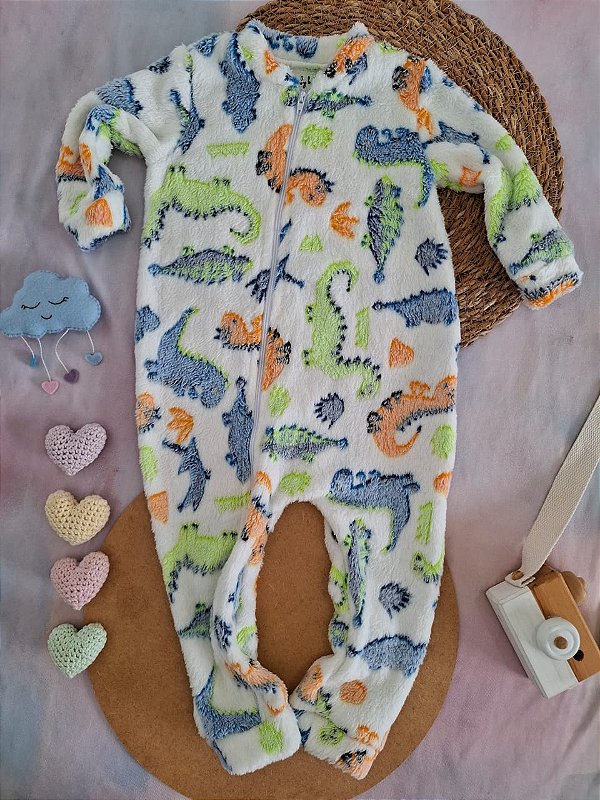Macacão Fleece Dinossauros