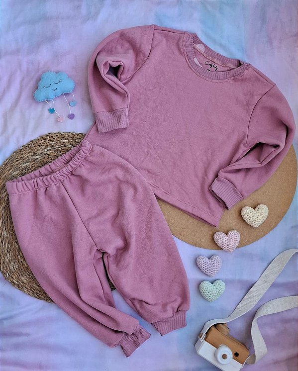 Conjunto Moletom Rosa Retrô