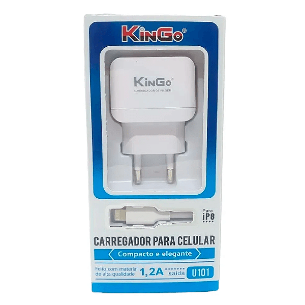 Carregador Kingo, 2,1A com cabo p/ Lightning - U201