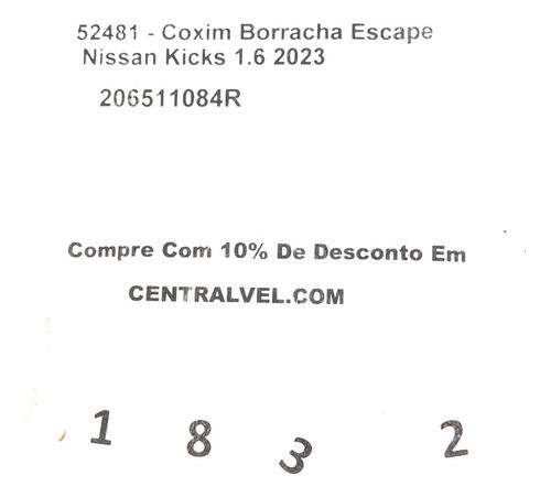 Coxim Borracha Escape Nissan Kicks 1.6 2023 206511084r