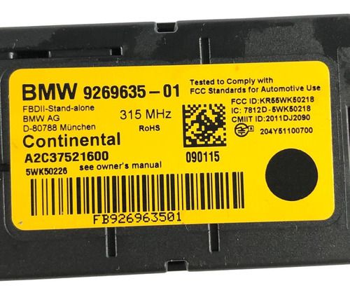 Modulo Do Alarme Bmw X4 2015 2.0 28i 926963501