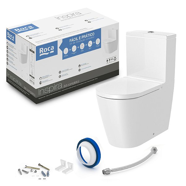 Kit bacia com Caixa, Complementos de Instalação e Assento Termofixo Inspira Round Branco - Roca - C378770001