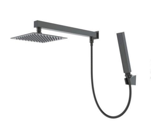 Chuveiro Quadrado Slim Com Desviador Grafite - Jiwi - WJ-KTS-20-Q-CZ