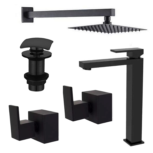 Kit 5 Peças Com Bica Alta WJ-2885-MD-BL Black - Jiwi