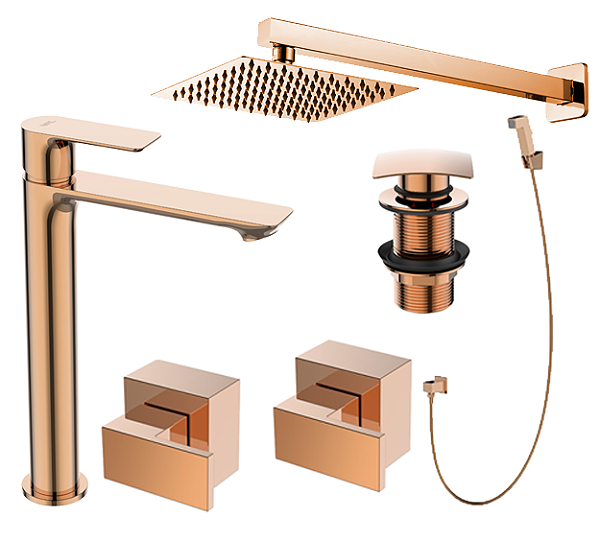 Kit 6 Peças Com Bica Alta WJ-2885-MK-RG Rose Gold - Jiwi