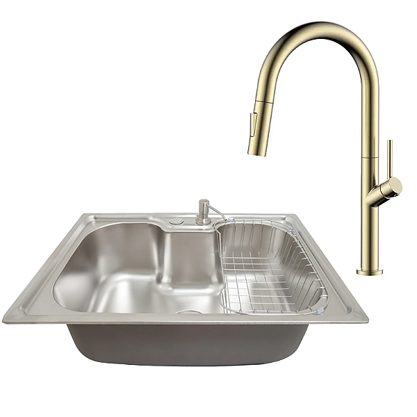 Kit Cozinha Cuba Gourmet e Monocomando Minimalist Gold - Kitbaco