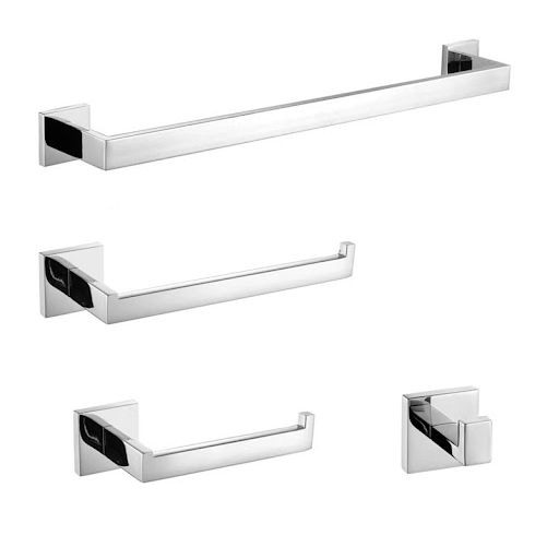 Kit acessórios para banheiro 4 peças Cromado - Kitbaco - KACCR1010