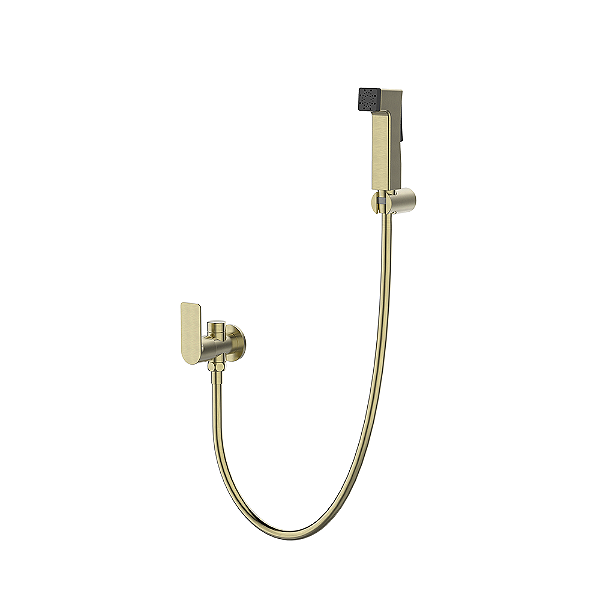Ducha Higiênica Com Registro Sem Derivação Mykonos Gold Escovado - Jiwi - WJ-1984-MK-GE