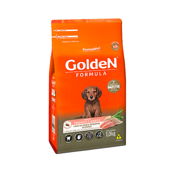 Ração Golden Fórmula Mini Bits Cães Filhotes Pequeno Porte Frango e Arroz - 1KG