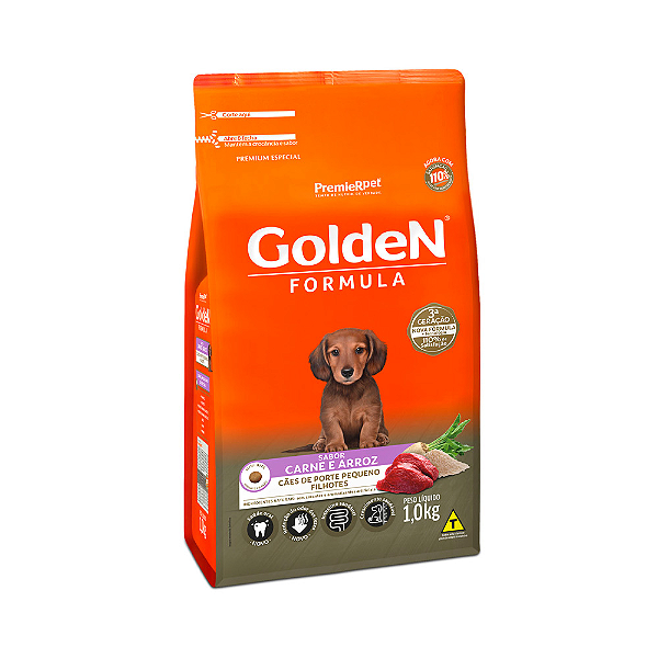 Ração Golden Fórmula Mini Bits para Cães Filhotes de Porte Pequeno Sabor Carne e Arroz - 1KG