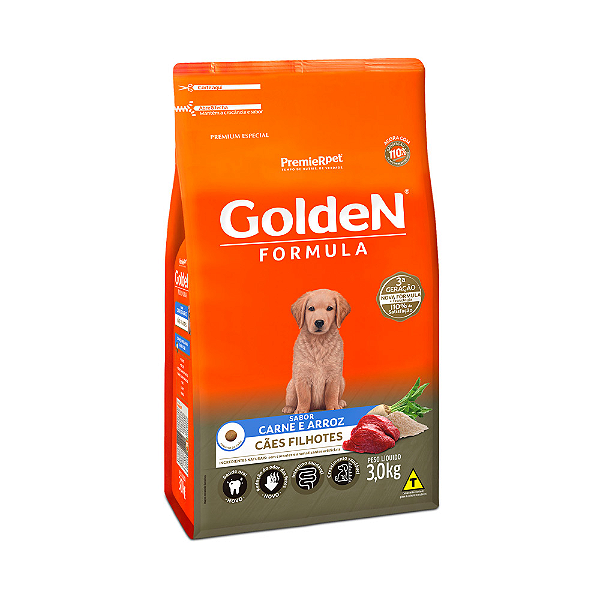 Ração Golden Formula Cães Filhotes Carne e Arroz - 3Kg