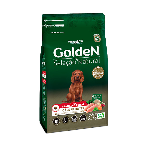 Ração Golden Seleção Natural para Cães Filhotes Sabor Frango e Arroz - 3kg