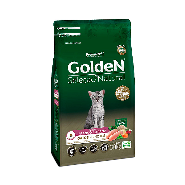 Ração Golden Seleção Natural para Gatos Filhotes Sabor Frango e Arroz - 3kg