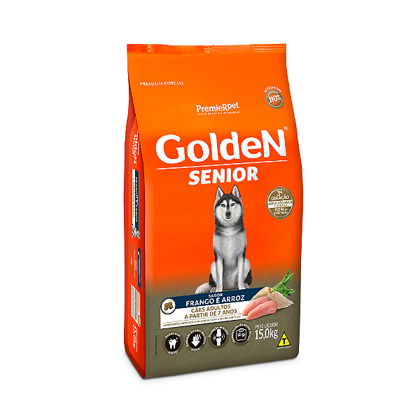 Ração Golden Fórmula Sênior Cães Adultos Sabor Frango e Arroz - 15kg