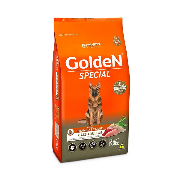 Ração Golden Special Cães Adultos Sabor Frango e Carne 15kg