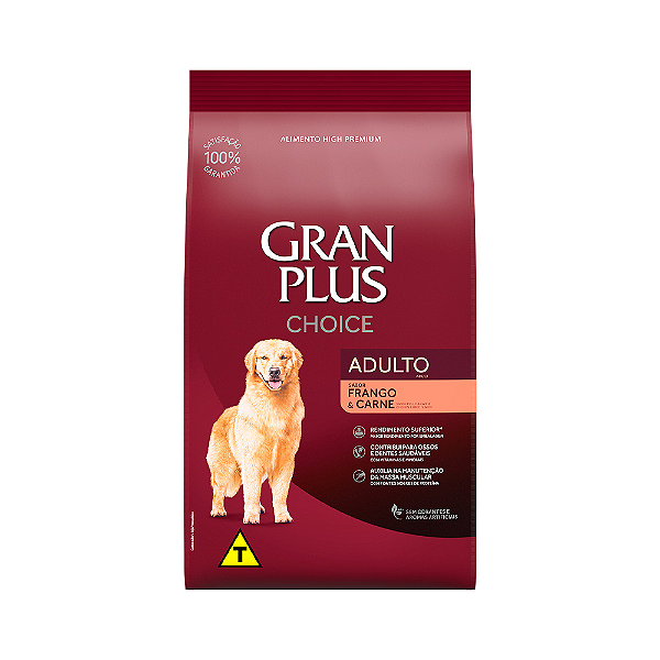 Ração GranPlus Choice Frango e Carne Cães Adultos - 15kg