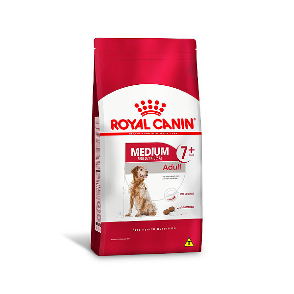 Ração Royal Canin Medium Adult 7+ para Cães Adultos de Raças Médias com 7 Anos - 15Kg