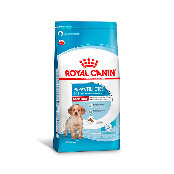 Ração Royal Canin Medium Puppy para Cães Filhotes de Raças Médias de 2 a 12 Meses de Idade - 15Kg