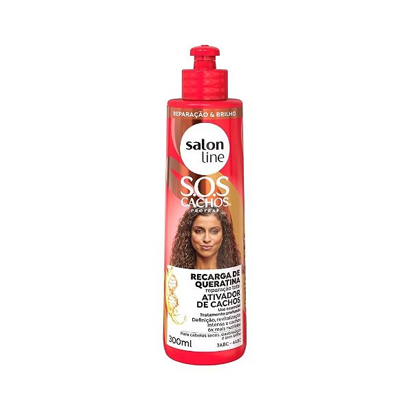 SOS Cachos Ativador de Cachos Queratina Reparação Total Salon Line 300ml