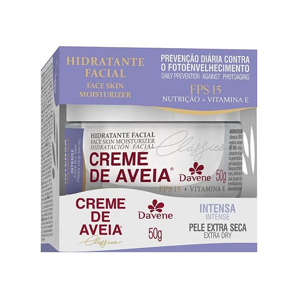 Davene Hidratante Facial de Aveia FPS 15 Pele Extra Seca 50g