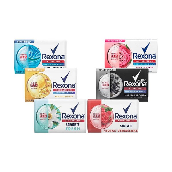 Kit Sabonetes em Barra Rexona Antibacterial 6 Fragrâncias