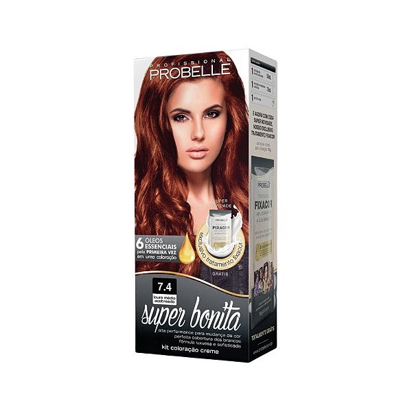 Coloração Louro Médio Acobreado 7.4 Super Bonita Probelle