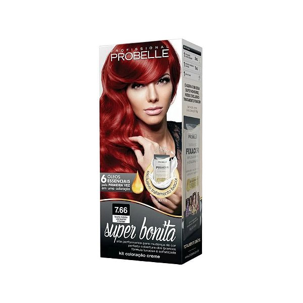 Coloração 7.66 Louro Médio Vermelho Intenso Super Bonita