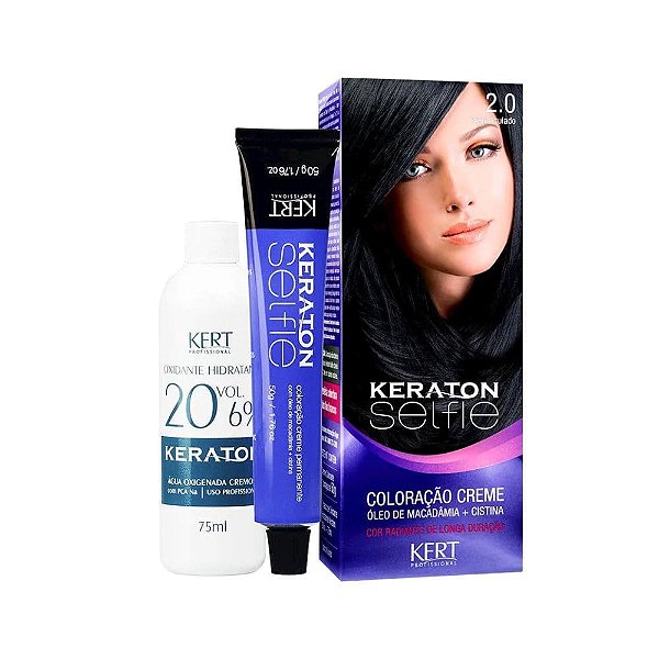 Coloração Creme Keraton Selfie 2.0 Preto Azulado