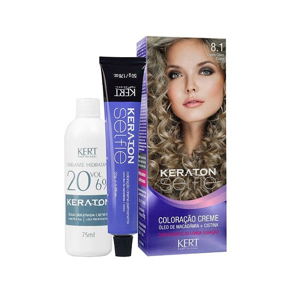 Coloração Creme Keraton Selfie 8.1 Louro Claro Cinza