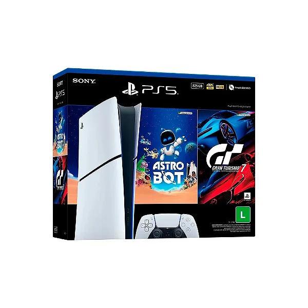 Console Playstation 5 Slim Digital 825GB c/ Astro Bot e Gran Tursimo 7