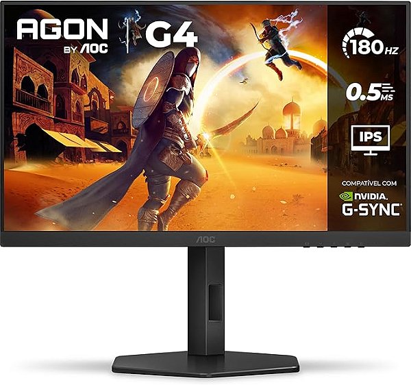 Monitor Gamer AOC 24" Full HD 180Hz 0.5ms IPS DisplayPort e HDMI Preto - 24G4/P