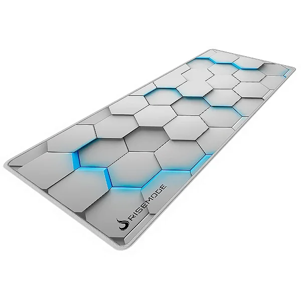 Mousepad Gamer Rise Mode 3D 01, Estendido Pro 900x400mm, Borda Costurada, Branco - RM-MPP-3D1-W