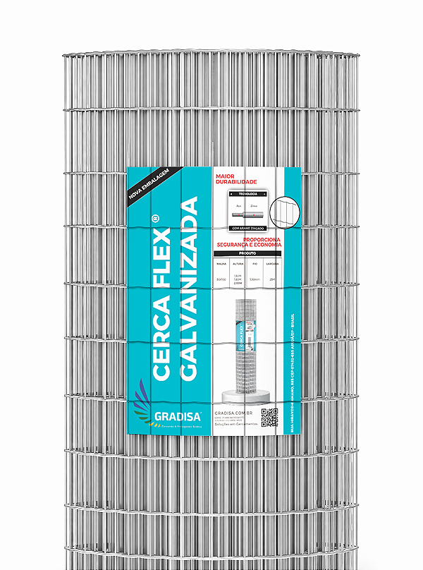 Tela CercaFlex em Rolo Fio 1,90mm - Malha 50x100 - Rolo de 25m
