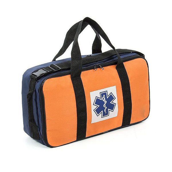 BOLSA RESGATE AZUL E LARANJA TAM P - VAZIA
