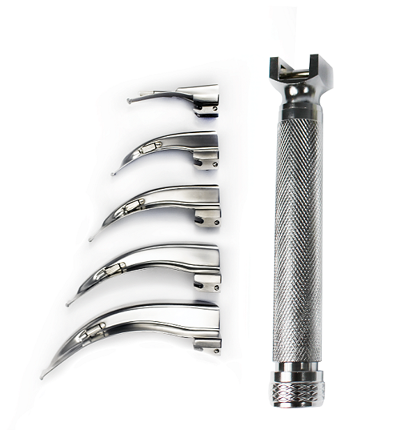 KIT LARINGOSCÓPIO ( CABO AD / INF + 6 LAMINAS CURVAS 0,1,2,3,4,5 )