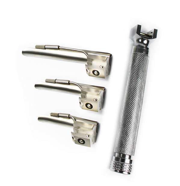 KIT LARINGOSCÓPIO (CABO + 3 LAMINAS RETA ADULTO 2,3,4)