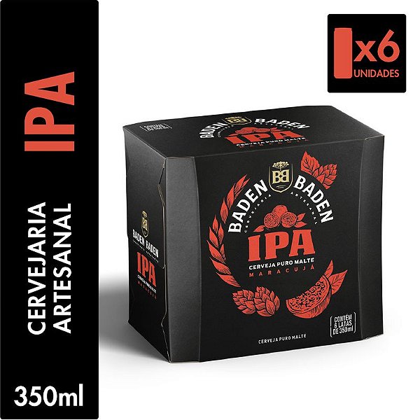 Pack 6un Cerveja Baden IPA Maracujá Lata 350ml