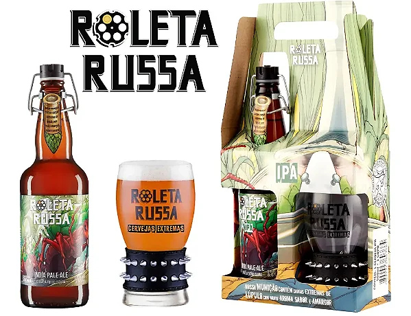 Kit Cerveja Roleta Russa IPA 500ml + Copo Bracelete