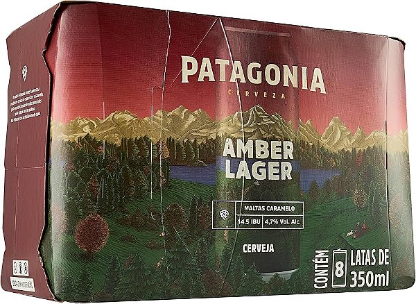 Pack 8un Cerveja Patagonia Amber Lager Lata 350ml