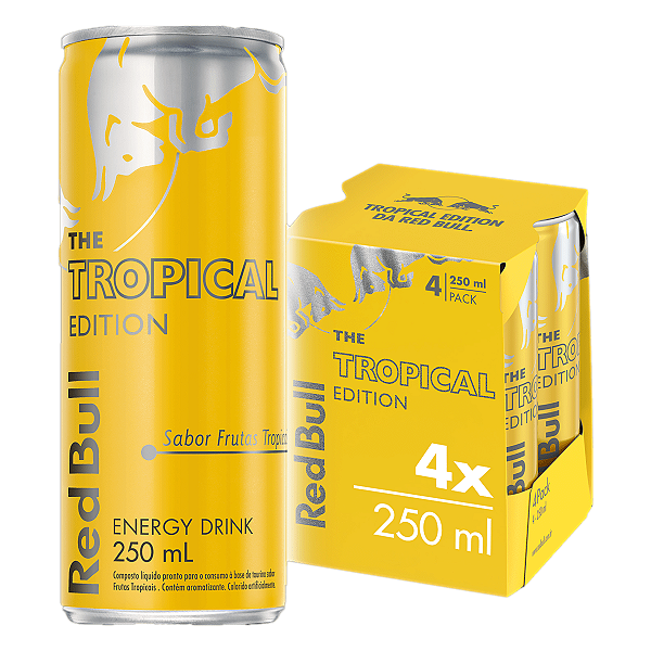 Pack 4un Energético Red Bull Tropical Edition Lata 250ml