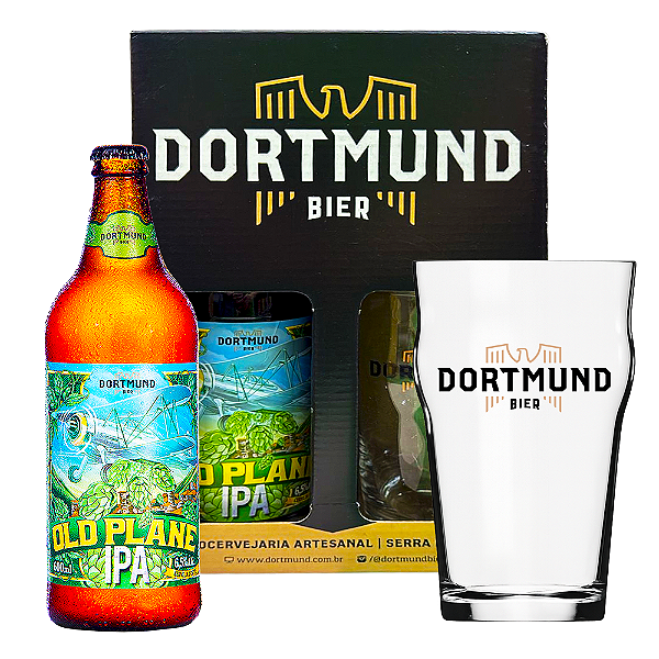 Kit Dortmund Cerveja Old Plane IPA 600ml + Copo IPA 400ml