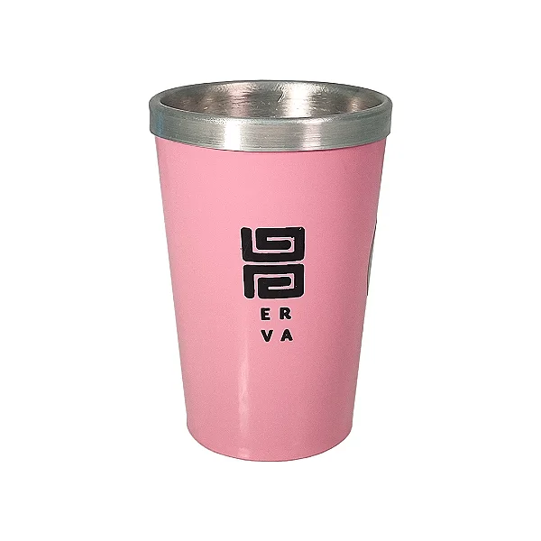 Copo Black Erva Térmico de Plástico Rosa Bebe c/ Alumínio 300ml